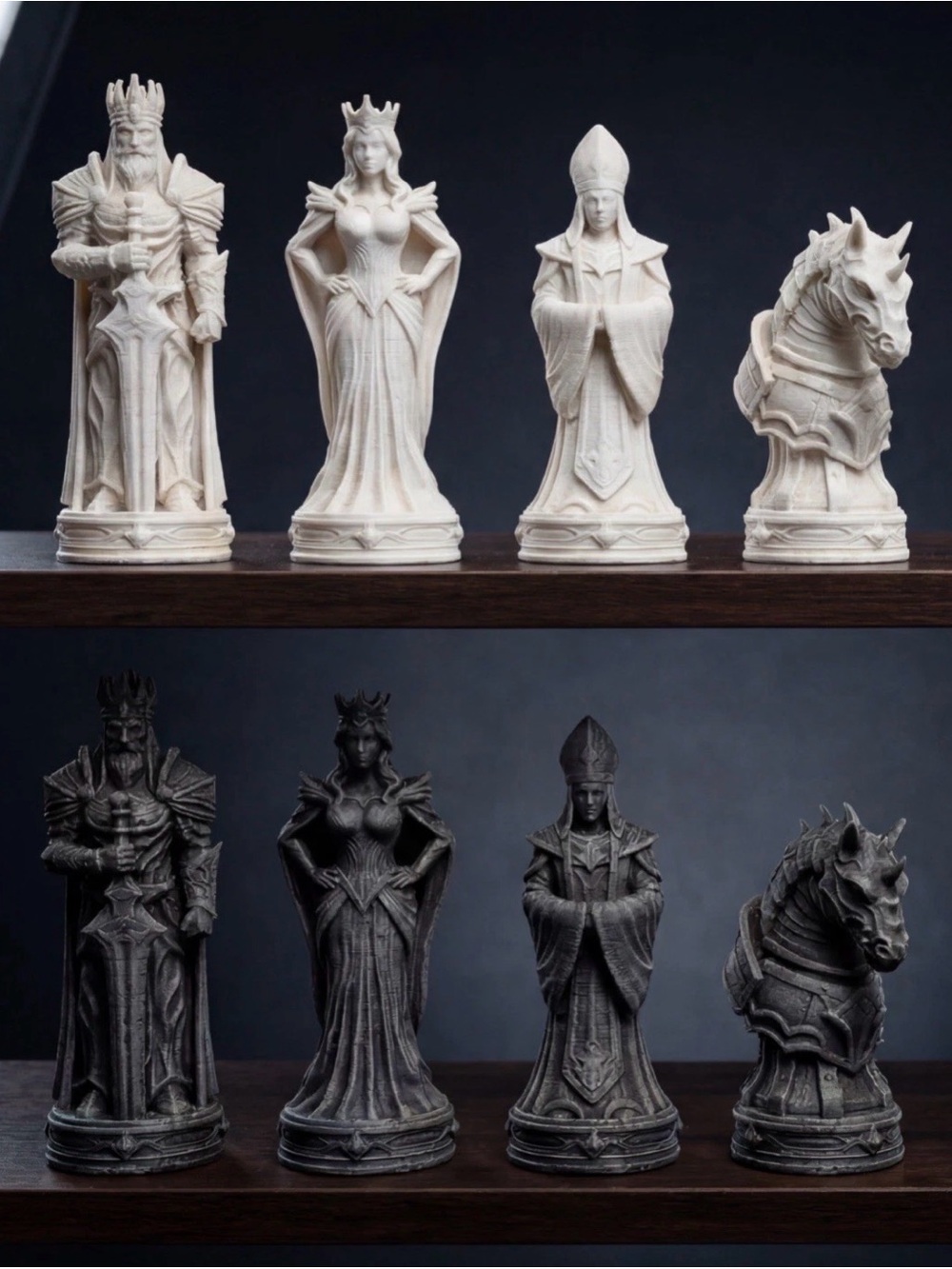 Regnum Fantasy Chess Set Medieval Black & White Chess Pieces